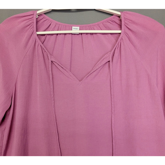 Old Navy Peplum Boho Peasant Top Womens M Dusty Rose V-neck Long Elastic Sleeves - Picture 4 of 12